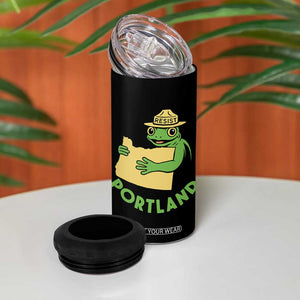 Portland Frog Resist 4 in 1 Can Cooler Tumbler Oregon Map Vintage Graphic TS02 Print Your Wear