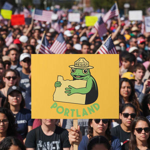 Portland Frog Resist Protest Sign Oregon Map Vintage Graphic - Print Your Wear