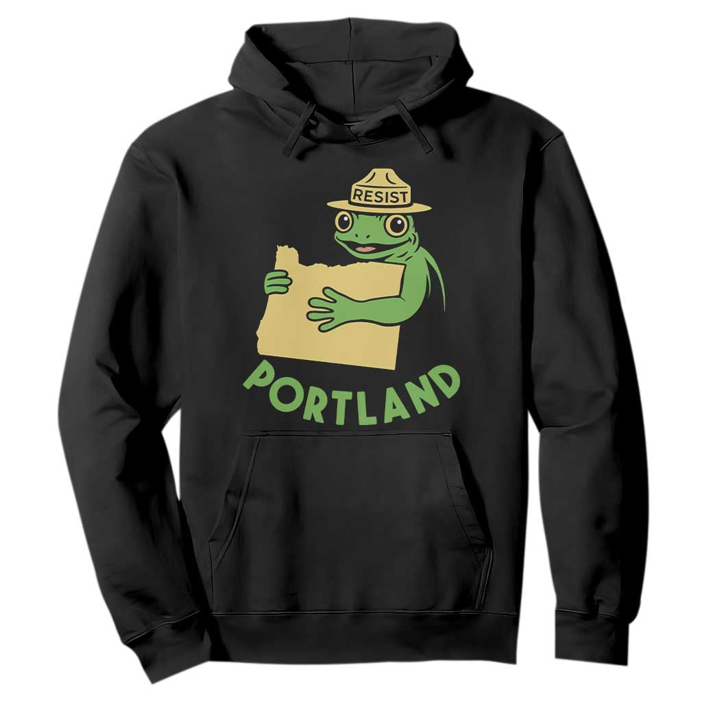 Portland Frog Resist Hoodie Oregon Map Vintage Graphic TS02 Black Print Your Wear