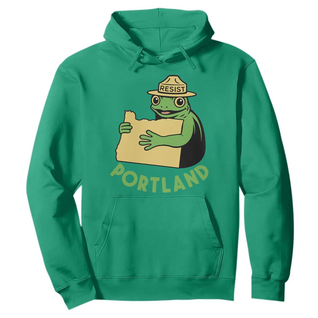 Portland Frog Resist Hoodie Oregon Map Vintage Graphic TS02 Irish Green Print Your Wear