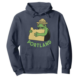 Portland Frog Resist Hoodie Oregon Map Vintage Graphic TS02 Navy Print Your Wear