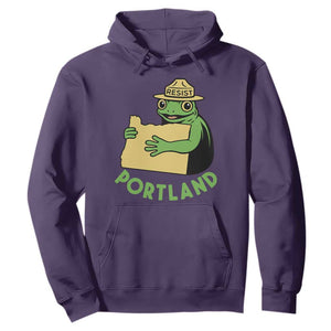 Portland Frog Resist Hoodie Oregon Map Vintage Graphic TS02 Purple Print Your Wear
