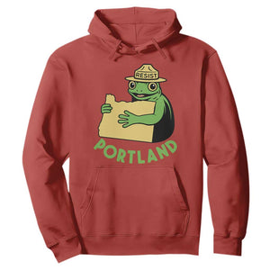 Portland Frog Resist Hoodie Oregon Map Vintage Graphic TS02 Red Print Your Wear