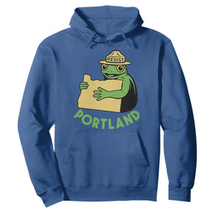 Portland Frog Resist Hoodie Oregon Map Vintage Graphic TS02 Royal Blue Print Your Wear