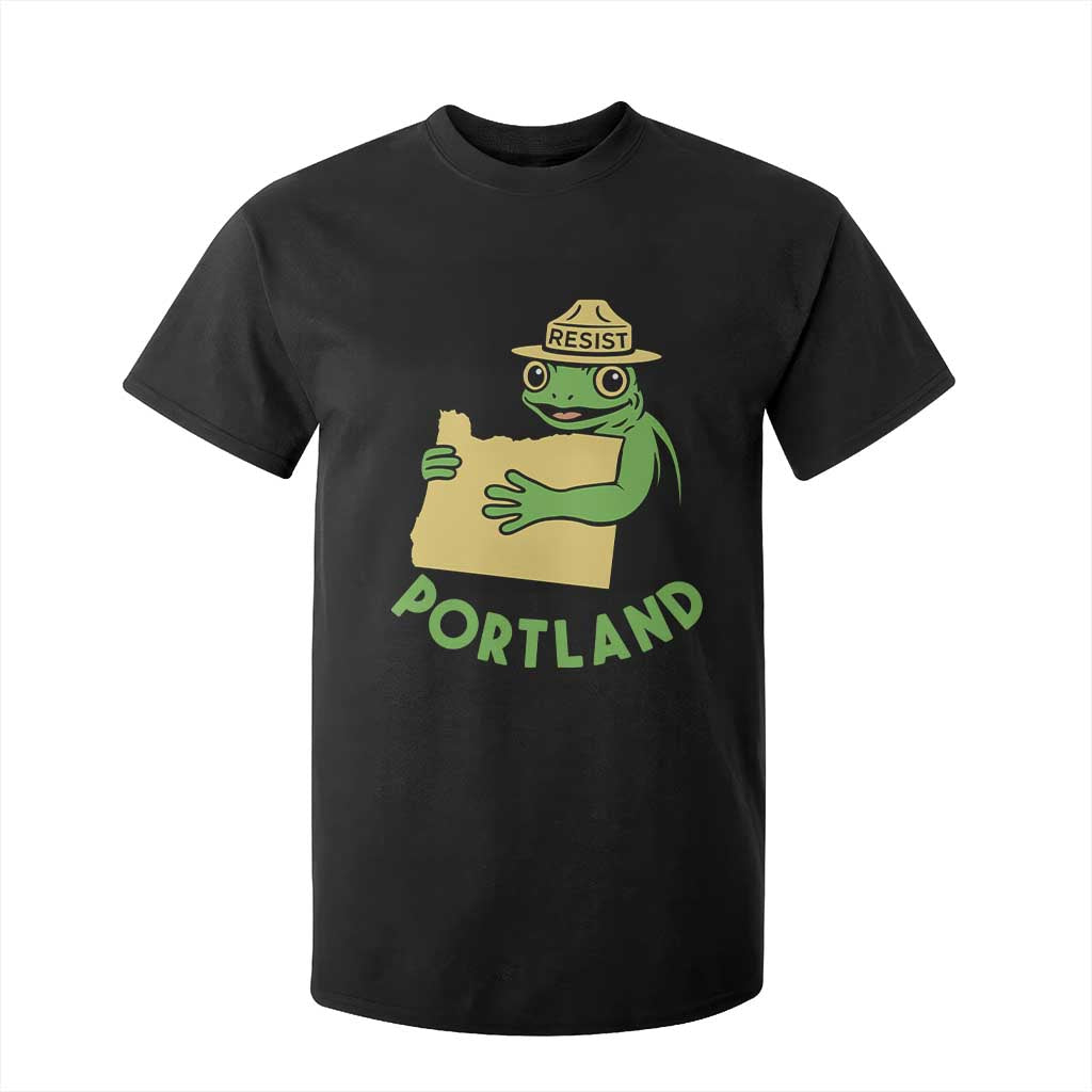 Portland Frog Resist T Shirt For Kid Oregon Map Vintage Graphic TS02 Black Print Your Wear