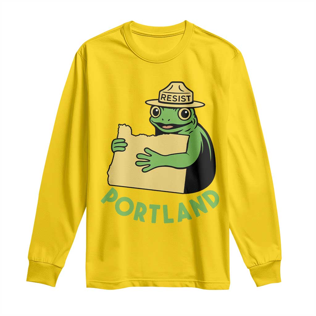 Portland Frog Resist Long Sleeve Shirt Oregon Map Vintage Graphic TS02 Daisy Print Your Wear
