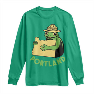 Portland Frog Resist Long Sleeve Shirt Oregon Map Vintage Graphic TS02 Irish Green Print Your Wear