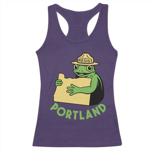 Portland Frog Resist Racerback Tank Top Oregon Map Vintage Graphic TS02 Purple Print Your Wear