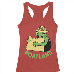 Portland Frog Resist Racerback Tank Top Oregon Map Vintage Graphic TS02 Red Print Your Wear