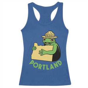 Portland Frog Resist Racerback Tank Top Oregon Map Vintage Graphic TS02 Royal Blue Print Your Wear