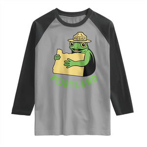 Portland Frog Resist Raglan Shirt Oregon Map Vintage Graphic TS02 Sport Gray Black Print Your Wear