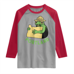 Portland Frog Resist Raglan Shirt Oregon Map Vintage Graphic TS02 Sport Gray Red Print Your Wear