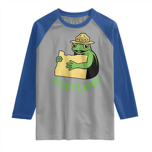 Portland Frog Resist Raglan Shirt Oregon Map Vintage Graphic TS02 Sport Gray Royal Print Your Wear