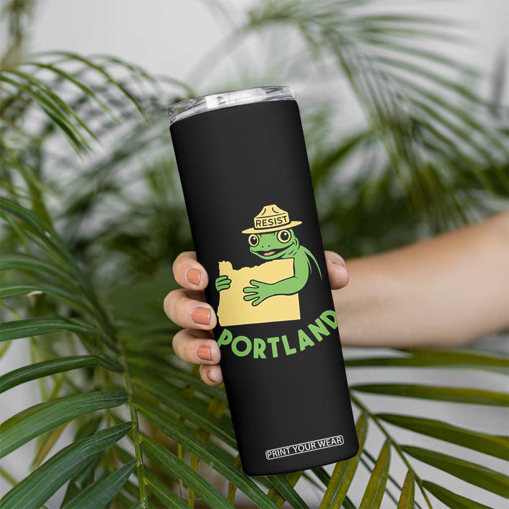 Portland Frog Resist Skinny Tumbler Oregon Map Vintage Graphic TS02 Print Your Wear