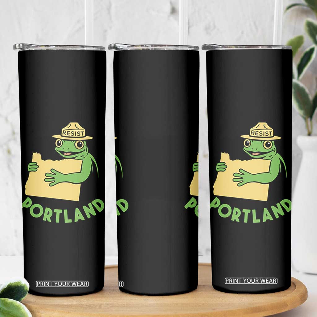 Portland Frog Resist Skinny Tumbler Oregon Map Vintage Graphic TS02 Print Your Wear