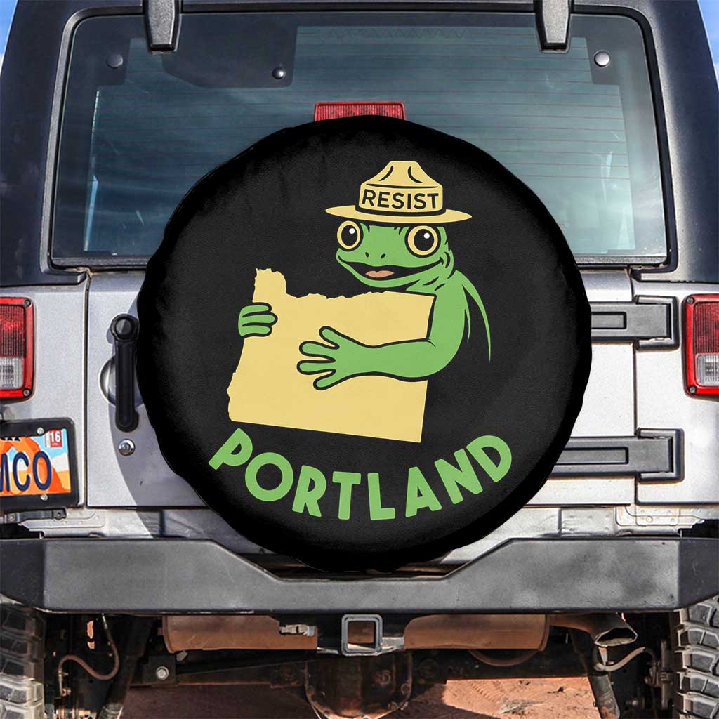 Portland Frog Resist Spare Tire Cover Oregon Map Vintage Graphic TS02 No hole Black Print Your Wear
