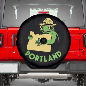 Portland Frog Resist Spare Tire Cover Oregon Map Vintage Graphic TS02 Black Print Your Wear
