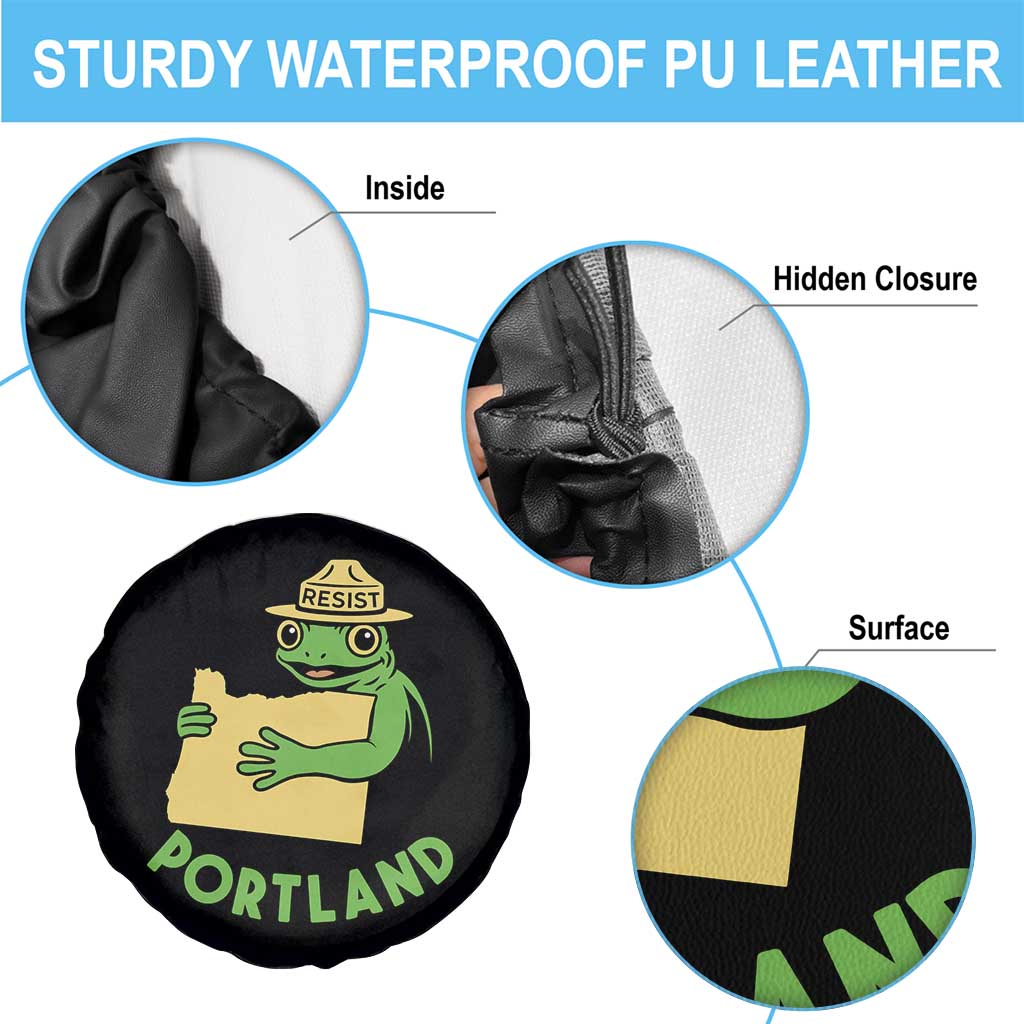 Portland Frog Resist Spare Tire Cover Oregon Map Vintage Graphic TS02 Print Your Wear