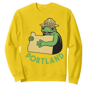 Portland Frog Resist Sweatshirt Oregon Map Vintage Graphic TS02 Daisy Print Your Wear
