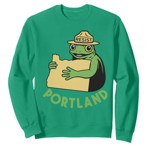 Portland Frog Resist Sweatshirt Oregon Map Vintage Graphic TS02 Irish Green Print Your Wear