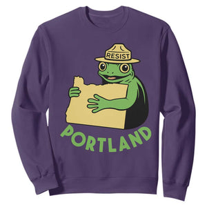 Portland Frog Resist Sweatshirt Oregon Map Vintage Graphic TS02 Purple Print Your Wear