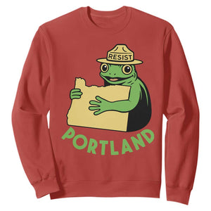 Portland Frog Resist Sweatshirt Oregon Map Vintage Graphic TS02 Red Print Your Wear