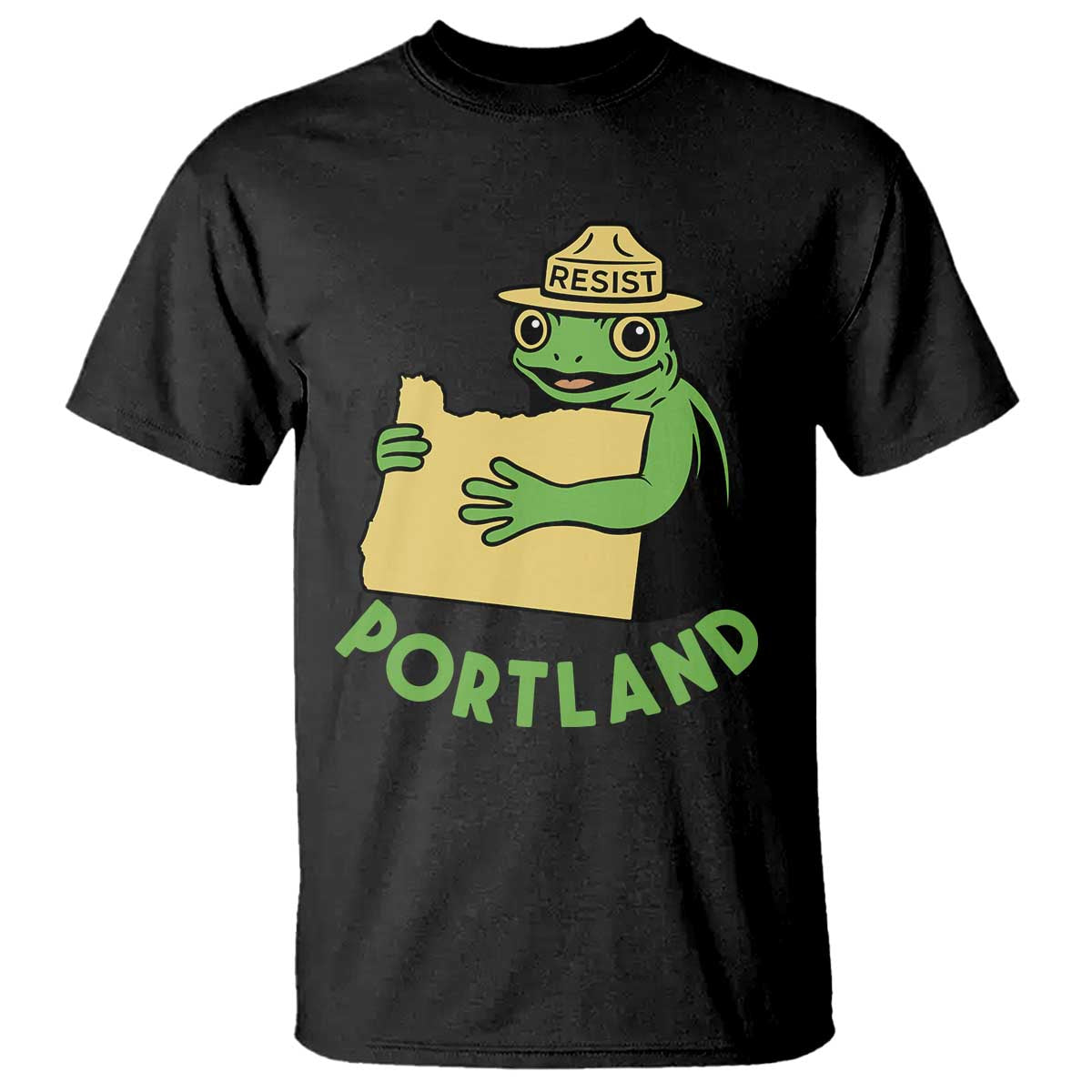 Portland Frog Resist T Shirt Oregon Map Vintage Graphic TS02 Black Print Your Wear