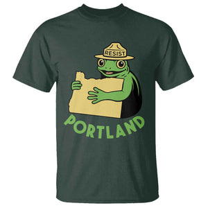 Portland Frog Resist T Shirt Oregon Map Vintage Graphic TS02 Dark Forest Green Print Your Wear