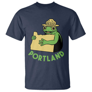 Portland Frog Resist T Shirt Oregon Map Vintage Graphic TS02 Navy Print Your Wear