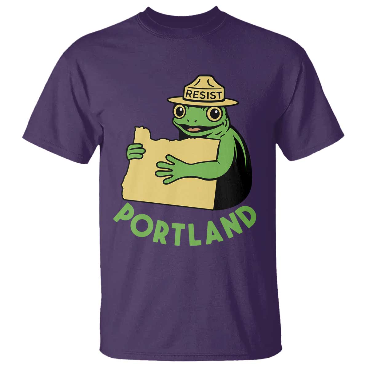 Portland Frog Resist T Shirt Oregon Map Vintage Graphic TS02 Purple Print Your Wear