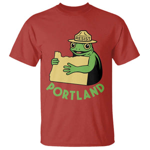 Portland Frog Resist T Shirt Oregon Map Vintage Graphic TS02 Red Print Your Wear