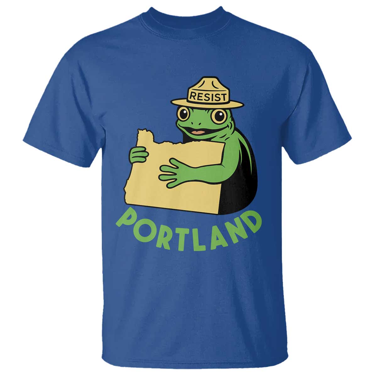Portland Frog Resist T Shirt Oregon Map Vintage Graphic TS02 Royal Blue Print Your Wear