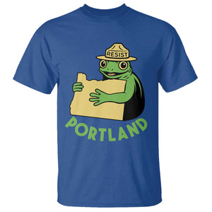 Portland Frog Resist T Shirt Oregon Map Vintage Graphic TS02 Royal Blue Print Your Wear