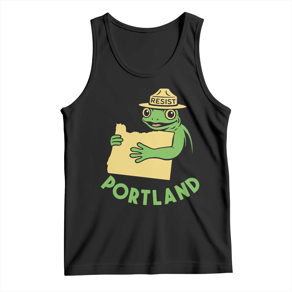 Portland Frog Resist Tank Top Oregon Map Vintage Graphic TS02 Black Print Your Wear