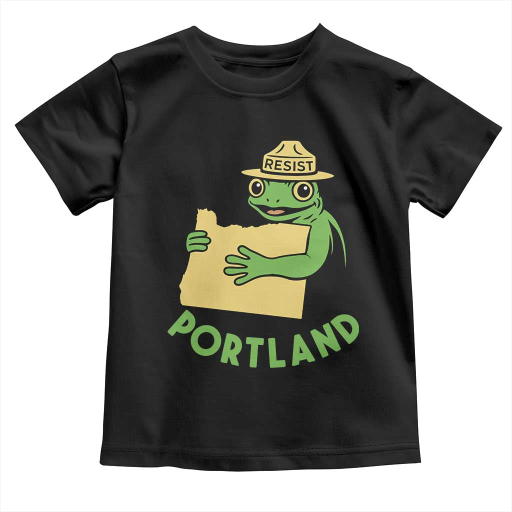 Portland Frog Resist Toddler T Shirt Oregon Map Vintage Graphic TS02 Black Print Your Wear