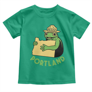 Portland Frog Resist Toddler T Shirt Oregon Map Vintage Graphic TS02 Irish Green Print Your Wear