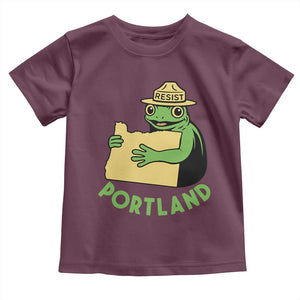 Portland Frog Resist Toddler T Shirt Oregon Map Vintage Graphic TS02 Maroon Print Your Wear
