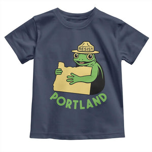 Portland Frog Resist Toddler T Shirt Oregon Map Vintage Graphic TS02 Navy Print Your Wear