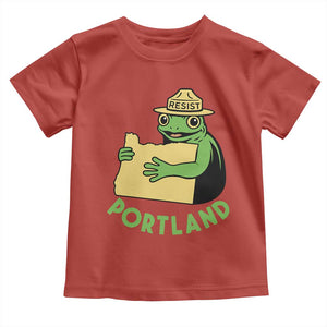 Portland Frog Resist Toddler T Shirt Oregon Map Vintage Graphic TS02 Red Print Your Wear