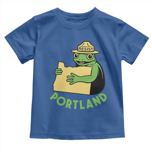 Portland Frog Resist Toddler T Shirt Oregon Map Vintage Graphic TS02 Royal Blue Print Your Wear