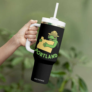 Portland Frog Resist Tumbler With Handle Oregon Map Vintage Graphic TS02 Print Your Wear