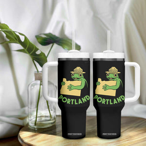Portland Frog Resist Tumbler With Handle Oregon Map Vintage Graphic TS02 Print Your Wear