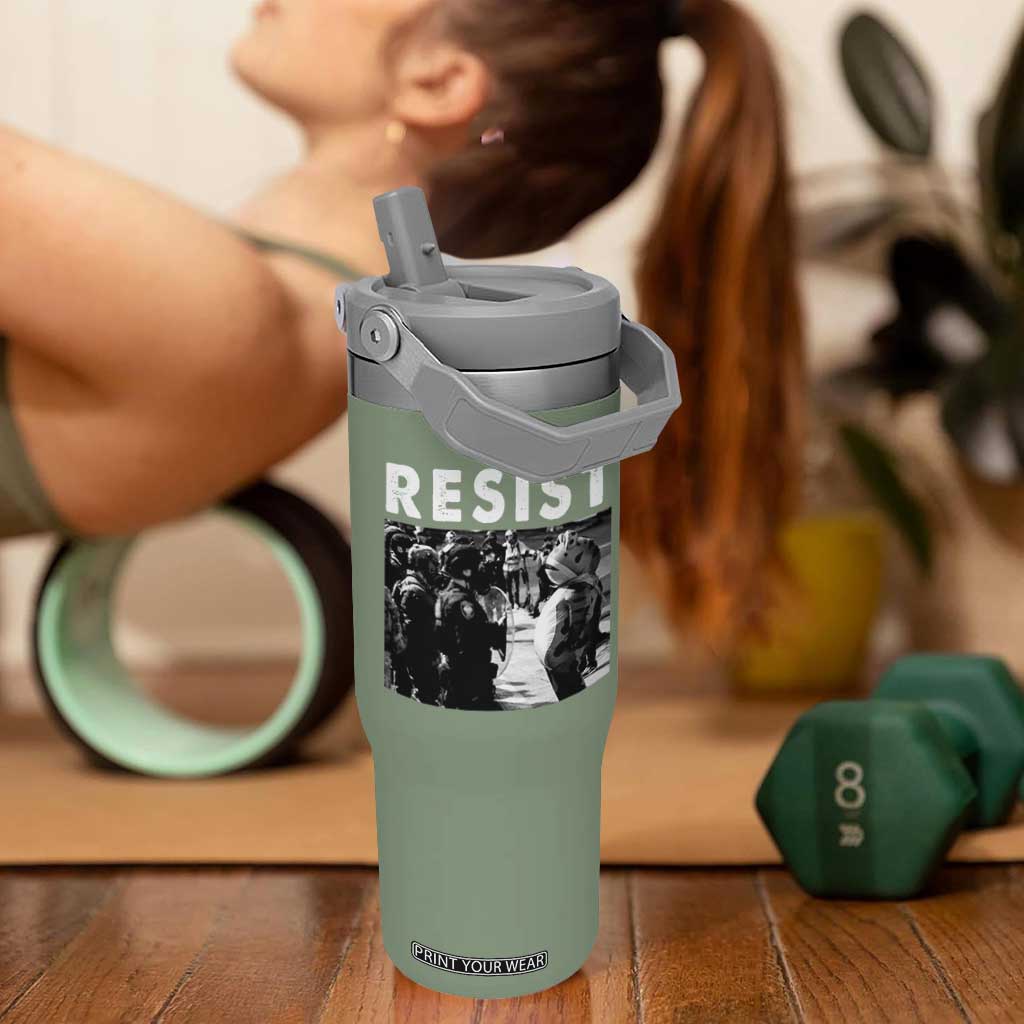 Portland Resist Frog Flip Straw Tumbler Oregon Iconic Frogs Photo Protest Moment TS02 One Size: 30 oz Moss Green Print Your Wear