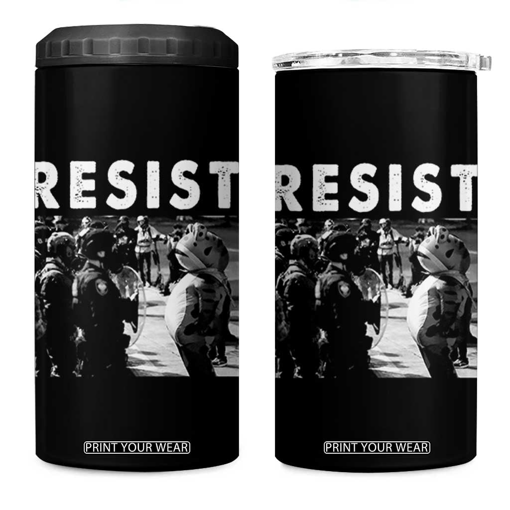 Portland Resist Frog 4 in 1 Can Cooler Tumbler Oregon Iconic Frogs Photo Protest Moment TS02 One Size: 16 oz Black Print Your Wear