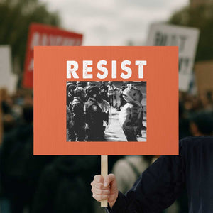 Portland Resist Frog Protest Sign Oregon Iconic Frogs Photo Protest Moment TS02 Horizontal 18" x 24" Orange Print Your Wear