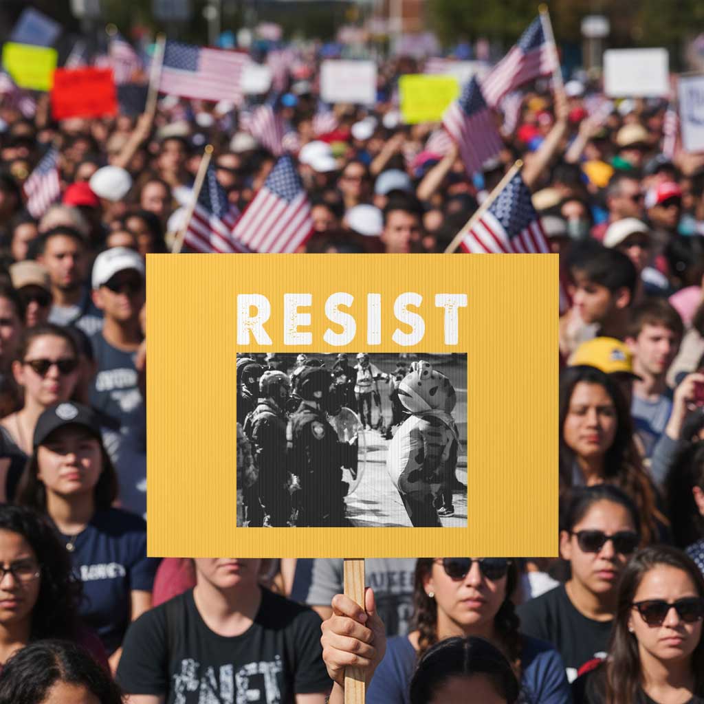 Portland Resist Frog Protest Sign Oregon Iconic Frogs Photo Protest Moment TS02 Horizontal 18