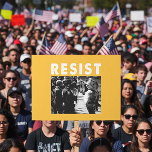 Portland Resist Frog Protest Sign Oregon Iconic Frogs Photo Protest Moment TS02 Horizontal 18" x 24" Yellow Print Your Wear