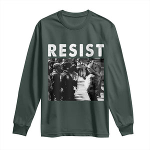 Portland Resist Frog Long Sleeve Shirt Oregon Iconic Frogs Photo Protest Moment TS02 Dark Forest Green Print Your Wear