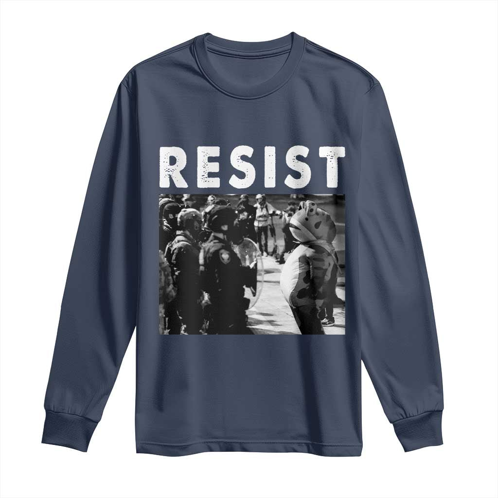Portland Resist Frog Long Sleeve Shirt Oregon Iconic Frogs Photo Protest Moment TS02 Navy Print Your Wear