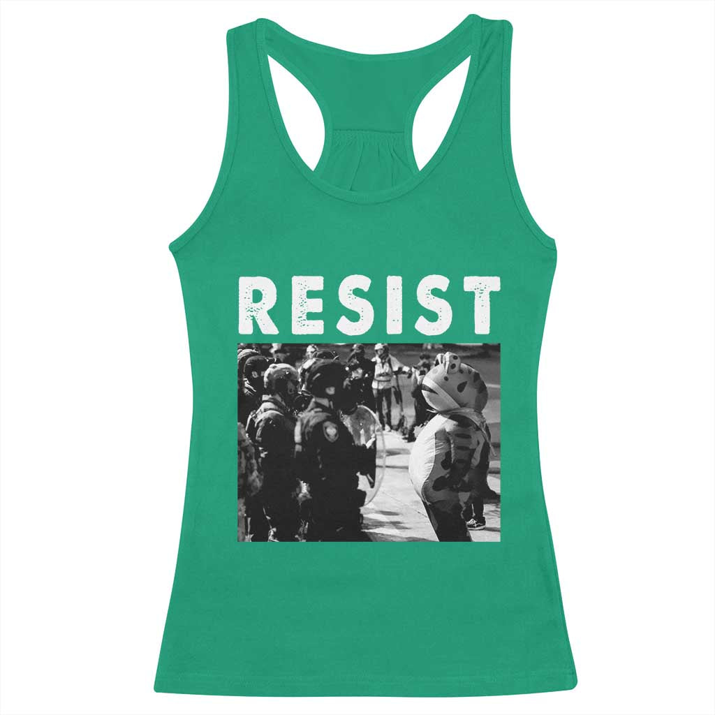 Portland Resist Frog Racerback Tank Top Oregon Iconic Frogs Photo Protest Moment TS02 Irish Green Print Your Wear